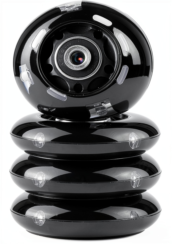 Gladeer inline skate wheels in black and blue colors on a skate