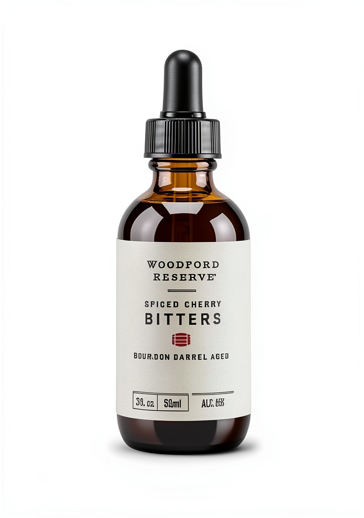 Woodford Reserve Cocktail Bitters bottle displayed on a bar counter