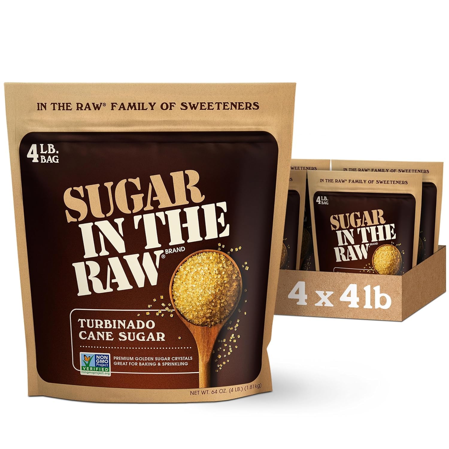 Sugar In The Raw Turbinado Cane Sugar golden crystals in a bowl