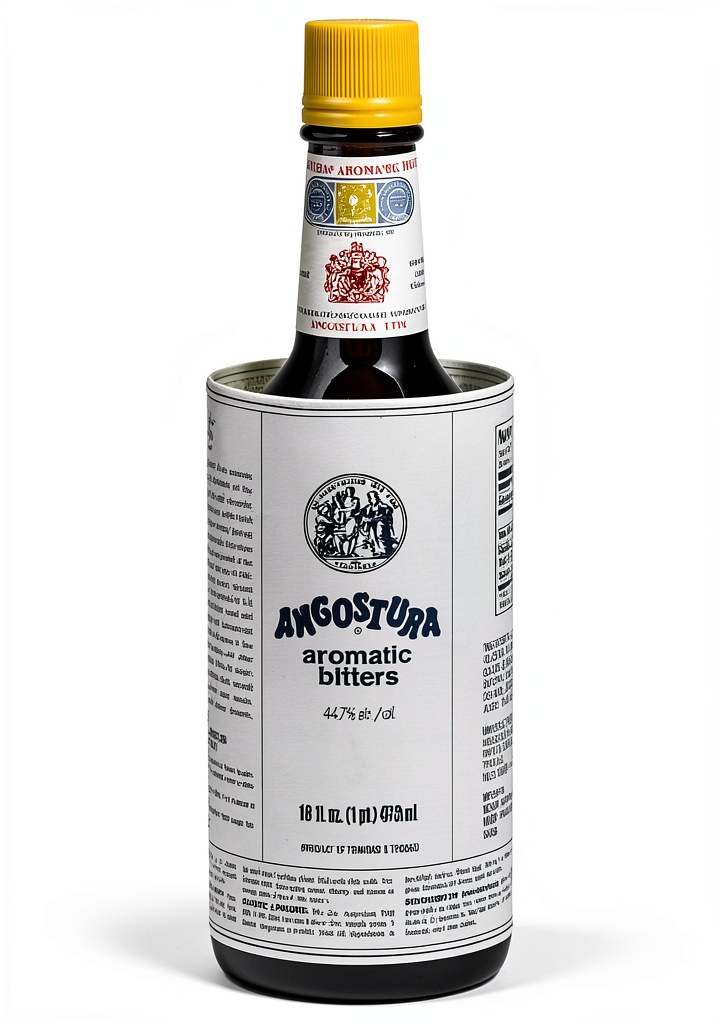 Angostura Aromatic Bitters 16 oz bottle on a bar countertop