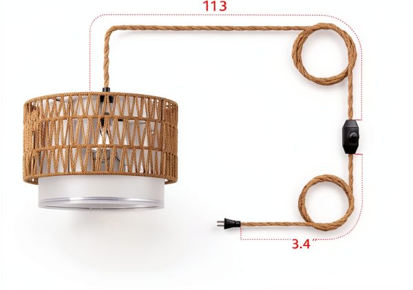 ELY201 3-in-1 Boho Pendant Light with Double Drum Shade Two-Layer-4