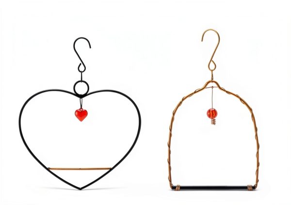 LemonRoad 2 Pcs Hummingbird Swing, Metal Frames Birdie Swing with Red Decor Bird Swings Copper Hummingbird Perch with Iron S Hooks for Hanging Indoor Outdoor Trunk Lawn Patio Garden-1