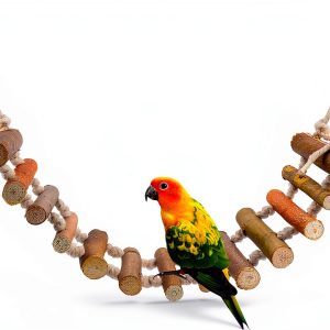 Joyzan Rope Ladder Bird Toy Natural Wood Swing Bridge for Small Birds-0