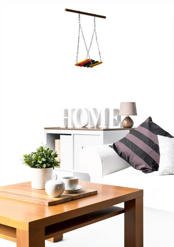 SunGrow Parrot Cage Hammock Swing Wooden Metal Chain 1 Piece-4