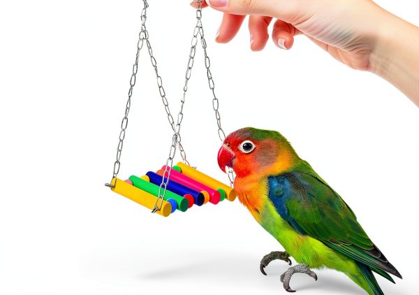 SunGrow Parrot Cage Hammock Swing Wooden Metal Chain 1 Piece-3