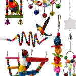 Parakeet Toys,7 Pcs Colorful Bird Toys for Parakeets,Pet Bird Cage Hammock Swing Climbing Ladders Chewing Toy Mirror Hanging Bell Wooden Perch for Budgerigar,Conures, Love Birds,etc-0