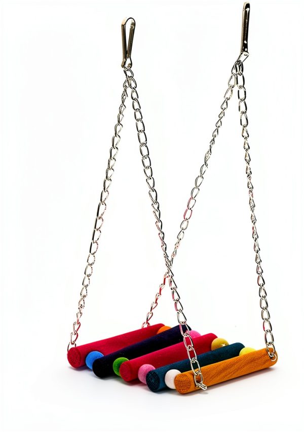 SunGrow Parrot Cage Hammock Swing Wooden Metal Chain 1 Piece-5