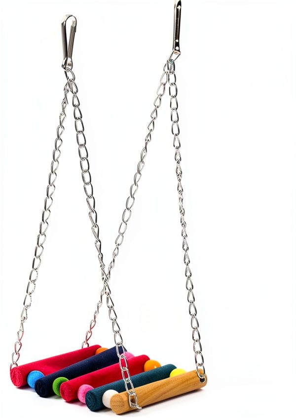 SunGrow Parrot Cage Hammock Swing Wooden Metal Chain 1 Piece-1