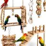 Parrot Swing Toys by Sonwyoung 7‑Piece Wooden Platform with Ladder-0