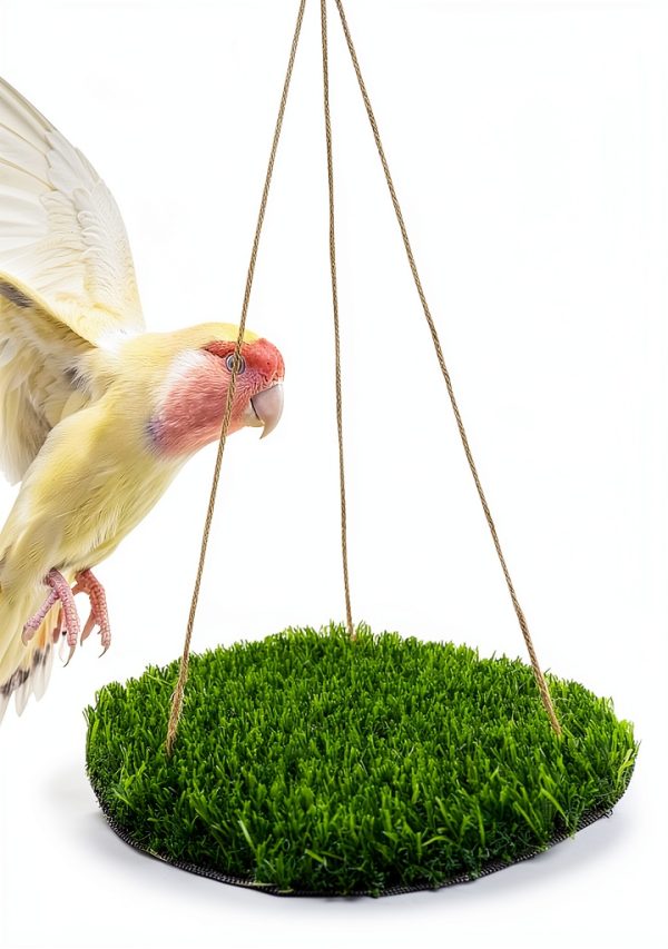 FlidRunest Large Bird Foraging Mat with Natural Grass Hammock Swing-4