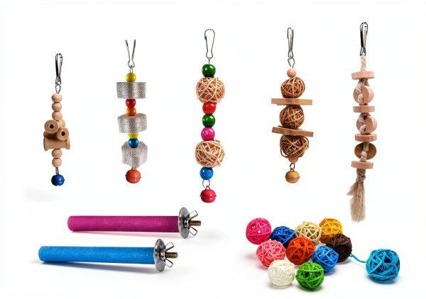 Bird Parakeet Cockatiel Toys 22 Pack Sysmashing Swings Wood Ladder-4