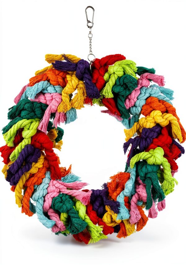 Parrot Swing NAPIASS Large Bird Swing – Colorful Cotton Rope Toy-4