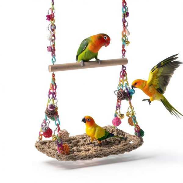 Bird Swing Toy FrgKbTm Seagrass Willow Perch for Parakeets Budgies-1