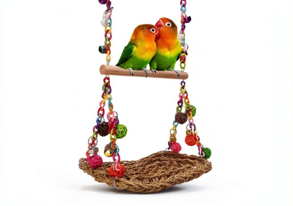 Bird Swing Toy FrgKbTm Seagrass Willow Perch for Parakeets Budgies-2