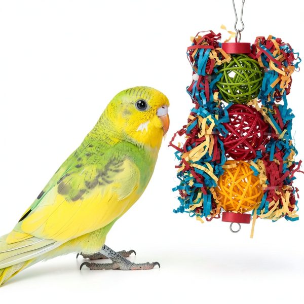 Bird Toys 5PCS Set for Parrots by AFUOWER Natural Wood Shredding Toys-1
