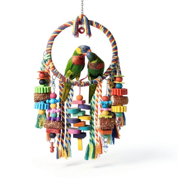 Bird Toys YIXUND Ring Swing with Corn Cob, Bagels & Blocks – 6.7in-3