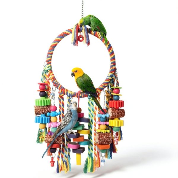 Bird Toys YIXUND Ring Swing with Corn Cob, Bagels & Blocks – 6.7in-1