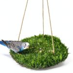 FlidRunest Large Bird Foraging Mat with Natural Grass Hammock Swing-0