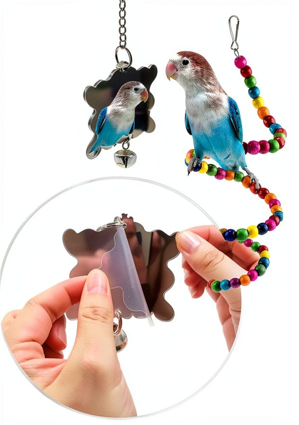 Bird Parakeet Cockatiel Toys ESRISE Swings with Wooden Perch & Ladder-1