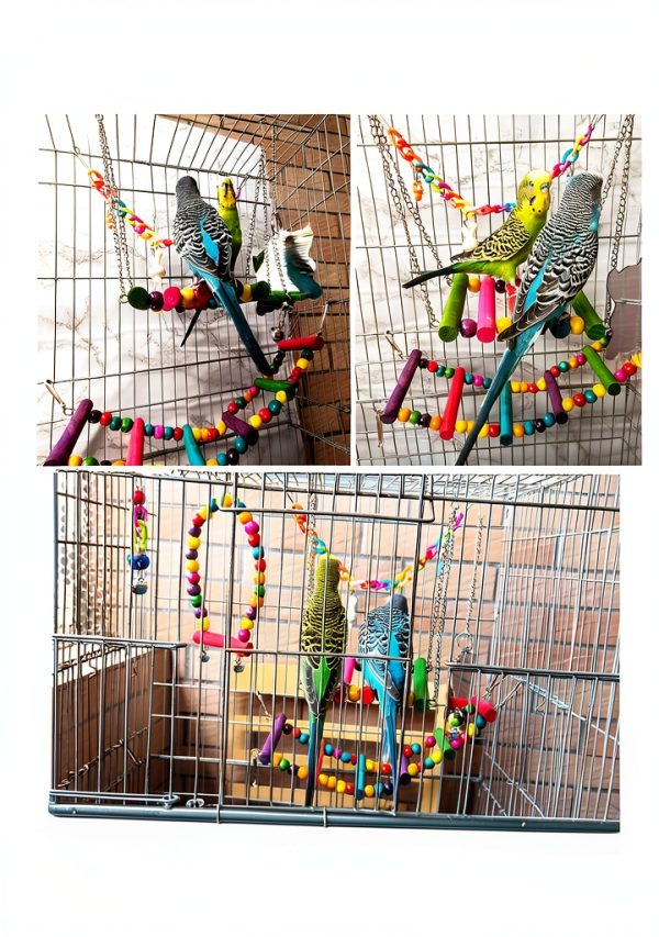 Bird Parakeet Cockatiel Toys by ESRISE Swings and Climbing Ladders Set-3