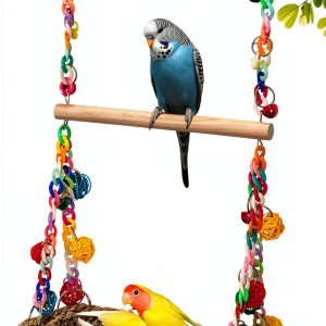 Natural Bird Swing Toys Eeaivnm Seagrass Hammock with Wood Perch-0