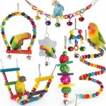 Bird Parakeet Cockatiel Toys ESRISE Swings with Wooden Perch & Ladder-0