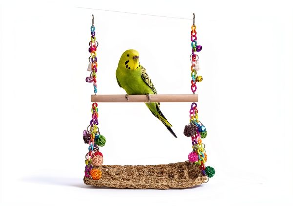 Bird Swing Toy FrgKbTm Seagrass Willow Perch for Parakeets Budgies-5