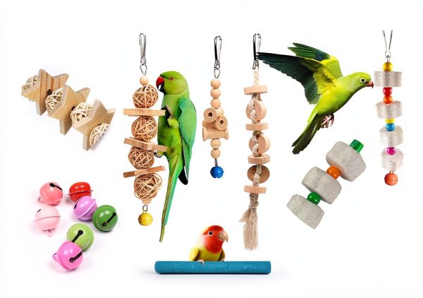 Bird Parakeet Cockatiel Toys 22 Pack Sysmashing Swings Wood Ladder-2
