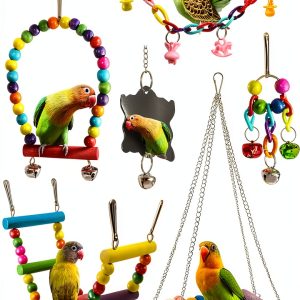 Bird Parakeet Cockatiel Toys by ESRISE Swings and Climbing Ladders Set-0
