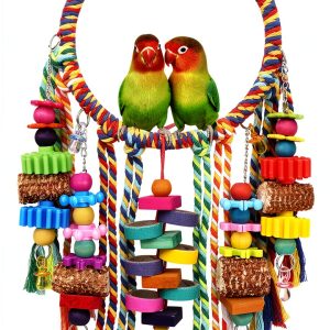 Bird Toys YIXUND Ring Swing with Corn Cob, Bagels & Blocks – 6.7in-0