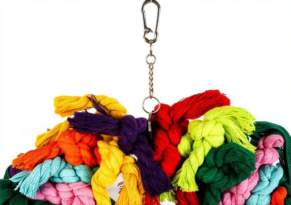 Parrot Swing NAPIASS Large Bird Swing – Colorful Cotton Rope Toy-5